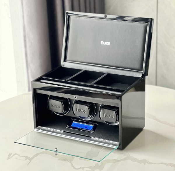 FRACO DX30 BLACK (3 xoay, 3 ngăn chứa đồ) | FRACO.VN | Hộp xoay đồng hồ Fraco
