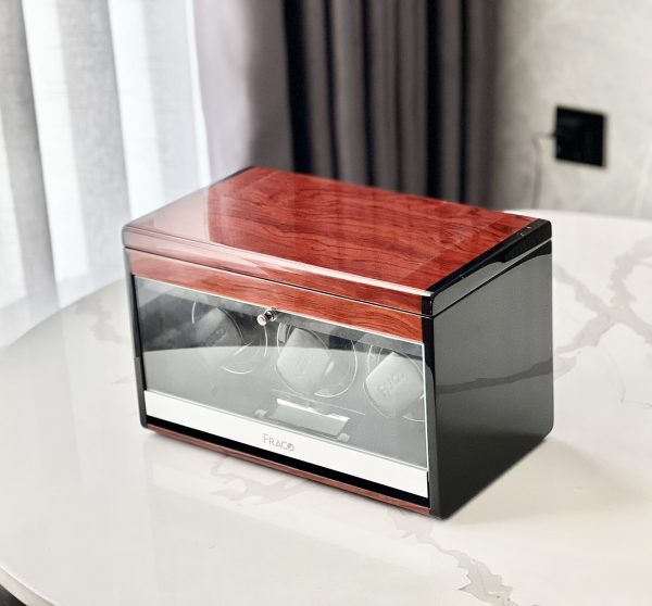 FRACO DX30 RED WOOD (3 xoay, 3 ngăn chứa đồ) | FRACO.VN | Hộp xoay đồng hồ Fraco