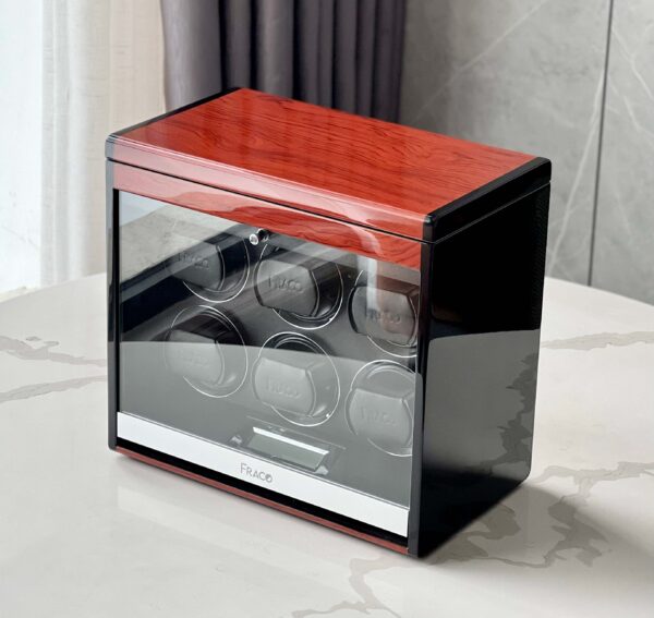FRACO DX60 RED WOOD (6 xoay, 3 ngăn chứa đồ) | FRACO.VN | Hộp xoay đồng hồ Fraco